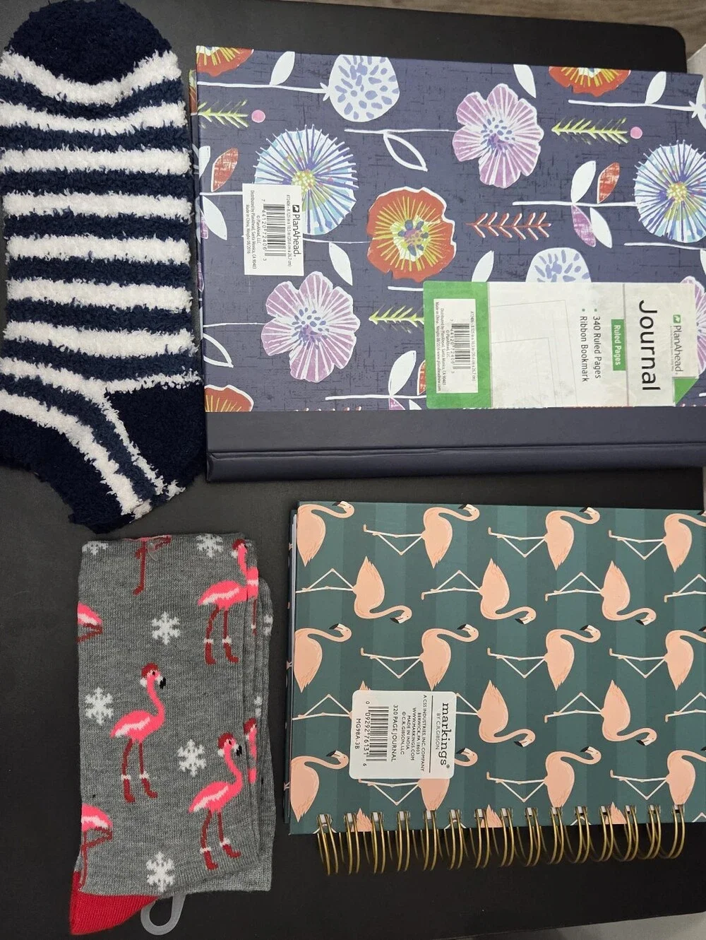 Cozy Journal & Socks Gift Set: 2 Hardcover Notebooks & 2 Pairs Socks Lot NWT